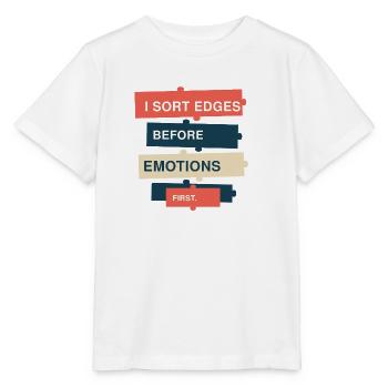 Puzzle – Ich sortiere Kanten vor Emotionen - Stanley/Stella Kinder T-Shirt MINI CREATOR  - Weiß - Vorne - Maike (125cm)