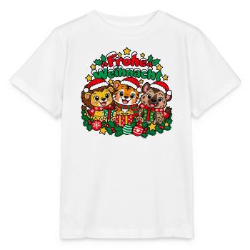 Frohe Weihnacht Tiere - Stanley/Stella Kinder T-Shirt MINI CREATOR  - Weiß - Vorne - Maike (125cm)