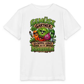 Gemüse Gärtner Ich buddle lieber als zu büroddeln - Stanley/Stella Kinder T-Shirt MINI CREATOR  - Weiß - Vorne - Maike (125cm)