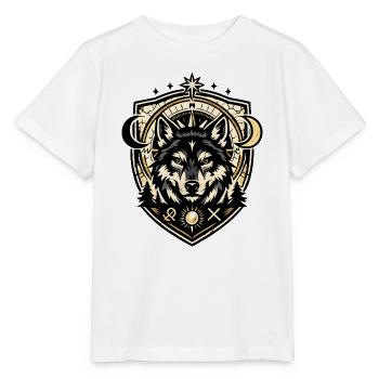 Wolf Crest Geometric Shield - Stanley/Stella Kinder T-Shirt MINI CREATOR  - Weiß - Vorne - Maike (125cm)