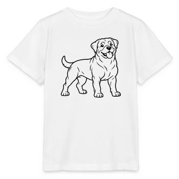Rottweiler – Minimalistische Line Art - Stanley/Stella Kinder T-Shirt MINI CREATOR  - Weiß - Vorne - Maike (125cm)