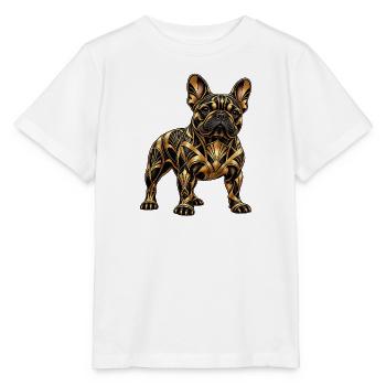 Französische Bulldogge – Goldener Art Deco Hund - Stanley/Stella Kinder T-Shirt MINI CREATOR  - Weiß - Vorne - Maike (125cm)