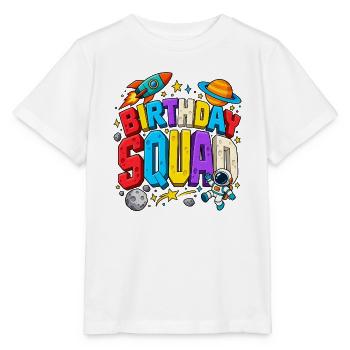 Birthday Squad Space Astronaut Moon Stars - Stanley/Stella Kinder T-Shirt MINI CREATOR  - Weiß - Vorne - Maike (125cm)