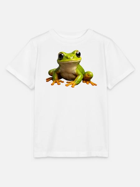Froschgrüner PopArt Frosch - Stanley/Stella Kinder T-Shirt MINI CREATOR - Weiß