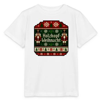 Holzkopf Weihnacht Ugly Sweater Strickmuster Shirt - Stanley/Stella Kinder T-Shirt MINI CREATOR  - Weiß - Vorne - Maike (125cm)