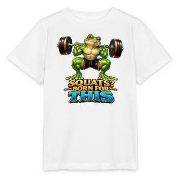 Kniebeugen? Dafür geboren – Muscle Frog - Stanley/Stella Kinder T-Shirt MINI CREATOR  - Weiß - Vorne - Maike (125cm)