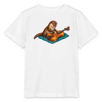 Otter repariert eine Geige - Stanley/Stella Kinder T-Shirt MINI CREATOR  - Weiß - Vorne - Maike (125cm)