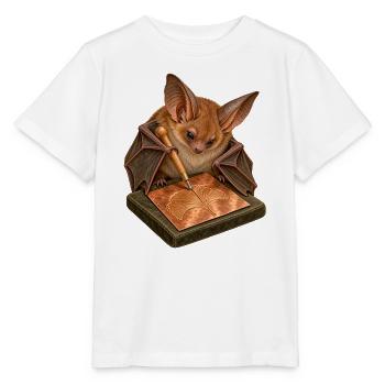 Fledermaus prägt ein Kupferblatt - Stanley/Stella Kinder T-Shirt MINI CREATOR  - Weiß - Vorne - Maike (125cm)