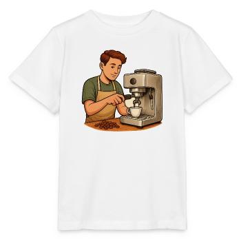 Geschenk für neue Hobby-Baristas mit Siebträger - Stanley/Stella Kinder T-Shirt MINI CREATOR  - Weiß - Vorne - Maike (125cm)