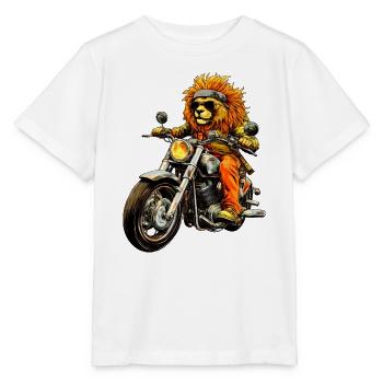 Motorrad Löwe - Stanley/Stella Kinder T-Shirt MINI CREATOR  - Weiß - Vorne - Maike (125cm)