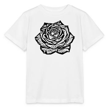  Rose Blüte Blume schwarz Rosenblüte Geschenk  - Stanley/Stella Kinder T-Shirt MINI CREATOR  - Weiß - Vorne - Maike (125cm)