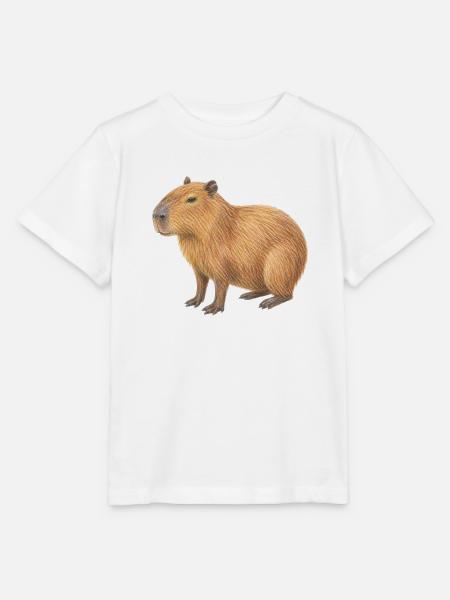 Capybara-Tierzeichnung mit Buntstiften - Stanley/Stella Kinder T-Shirt MINI CREATOR  - Weiß