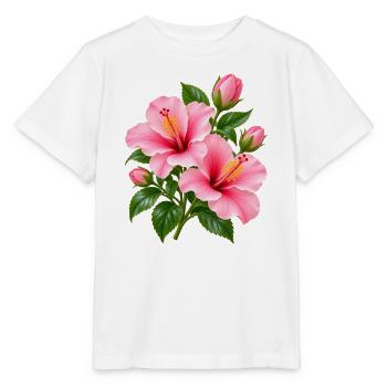 Rosa Hibiskusblüte - Stanley/Stella Kinder T-Shirt MINI CREATOR  - Weiß - Vorne - Maike (125cm)