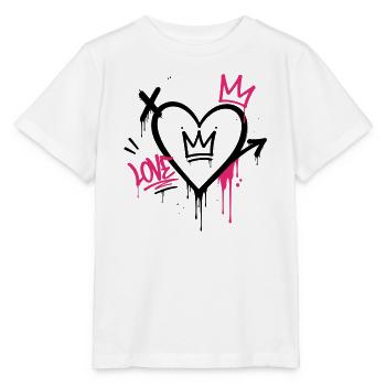 Graffiti-Herz mit rosa Krone - Stanley/Stella Kinder T-Shirt MINI CREATOR  - Weiß - Vorne - Maike (125cm)