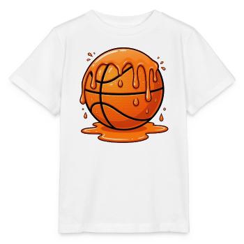 Zerschmelzender orangefarbener Basketball-Splash - Stanley/Stella Kinder T-Shirt MINI CREATOR  - Weiß - Vorne - Maike (125cm)