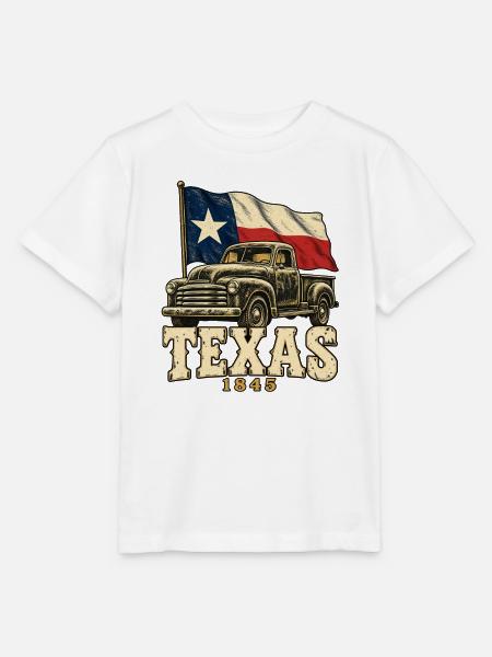 Texas Retro-Truck Flagge 1845 - Stanley/Stella Kinder T-Shirt MINI CREATOR - Weiß