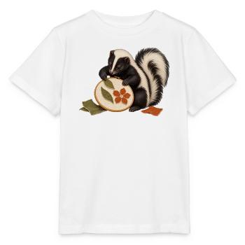 Stinktier gestaltet eine Stoffcollage - Stanley/Stella Kinder T-Shirt MINI CREATOR  - Weiß - Vorne - Maike (125cm)