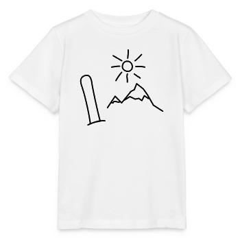 Snowboard Design mit Bergen und Sonne - Stanley/Stella Kinder T-Shirt MINI CREATOR  - Weiß - Vorne - Maike (125cm)