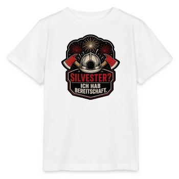 Silvester Ich hab Bereitschaft Feuerwehr Shirt - Stanley/Stella Kinder T-Shirt MINI CREATOR  - Weiß - Vorne - Maike (125cm)
