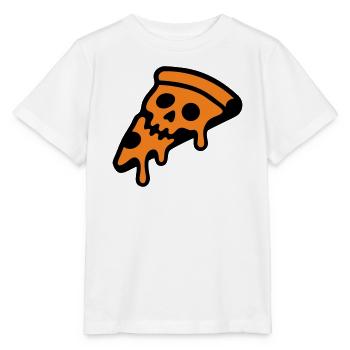 Pizza Totenkopf Halloween Grafik - Stanley/Stella Kinder T-Shirt MINI CREATOR  - Weiß - Vorne - Maike (125cm)