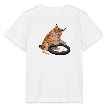 Luchs flickt einen Fahrradschlauch - Stanley/Stella Kinder T-Shirt MINI CREATOR  - Weiß - Vorne - Maike (125cm)