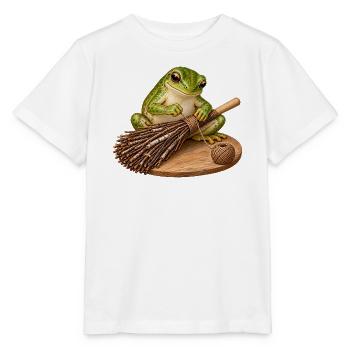 Frosch bindet einen Reisigbesen - Stanley/Stella Kinder T-Shirt MINI CREATOR  - Weiß - Vorne - Maike (125cm)