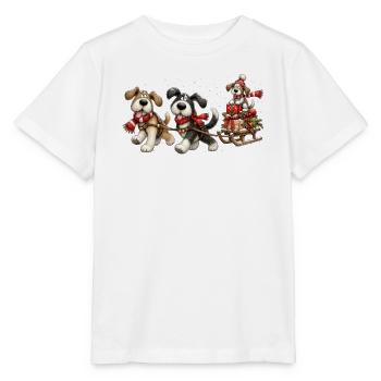 🎁 Weihnachts-Schlittenhunde - Stanley/Stella Kinder T-Shirt MINI CREATOR  - Weiß - Vorne - Maike (125cm)
