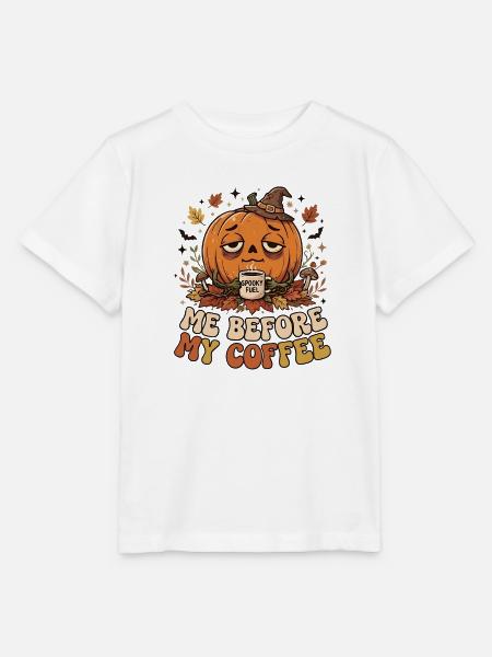 Halloween Kürbis mit Kaffee - Stanley/Stella Kinder T-Shirt MINI CREATOR  - Weiß
