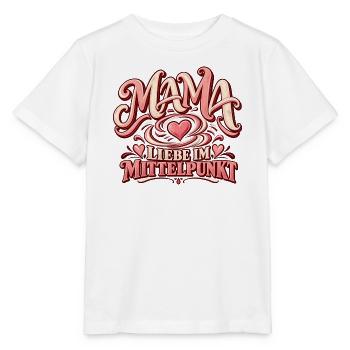 Mama im Wirbel Liebe im Mittelpunkt | Mama Spruch - Stanley/Stella Kinder T-Shirt MINI CREATOR  - Weiß - Vorne - Maike (125cm)