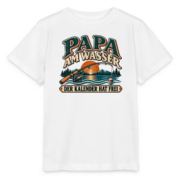 Papa am Wasser  Kalender hat frei | Angler Spruch - Stanley/Stella Kinder T-Shirt MINI CREATOR  - Weiß - Vorne - Maike (125cm)