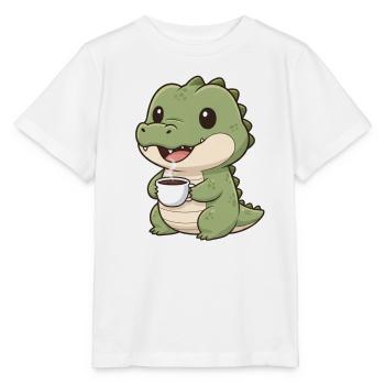 Krokodil mit Kaffee - Stanley/Stella Kinder T-Shirt MINI CREATOR  - Weiß - Vorne - Maike (125cm)