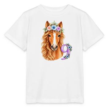 Ich bin 9 Jahre alt Pferd 9. Geburtstag - Stanley/Stella Kinder T-Shirt MINI CREATOR  - Weiß - Vorne - Maike (125cm)