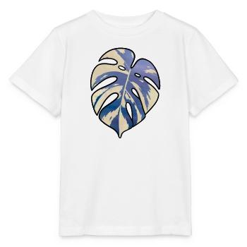 Blaues Tropisches Monsterablatt - Stanley/Stella Kinder T-Shirt MINI CREATOR  - Weiß - Vorne - Maike (125cm)