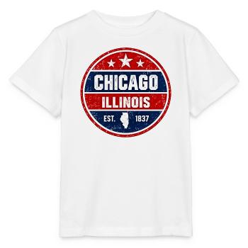 Chicago - Illinois - 1837 - United States  America - Stanley/Stella Kinder T-Shirt MINI CREATOR  - Weiß - Vorne - Maike (125cm)