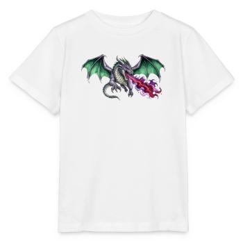 Krimson Flammen Werfender Smaragd Drachen - Stanley/Stella Kinder T-Shirt MINI CREATOR  - Weiß - Vorne - Maike (125cm)