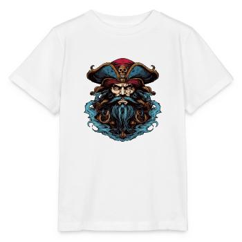 Pirat mit Dreispitz und Bart - Stanley/Stella Kinder T-Shirt MINI CREATOR  - Weiß - Vorne - Maike (125cm)