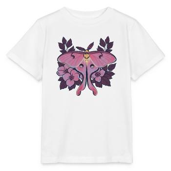 Pink Moon Moth im Blumenrahmen - Stanley/Stella Kinder T-Shirt MINI CREATOR  - Weiß - Vorne - Maike (125cm)
