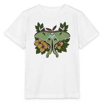 Üppiger Mondfalter zwischen gelben Blüten - Stanley/Stella Kinder T-Shirt MINI CREATOR  - Weiß - Vorne - Maike (125cm)