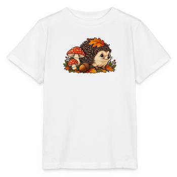Herbstiger Igel mit Pilzen und Blättern - Stanley/Stella Kinder T-Shirt MINI CREATOR  - Weiß - Vorne - Maike (125cm)
