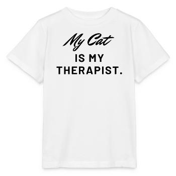 Meine Katze ist meine Therapeutin - Stanley/Stella Kinder T-Shirt MINI CREATOR  - Weiß - Vorne - Maike (125cm)