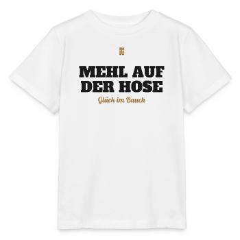 Mehl auf der Hose, Glück im Bauch – Backen - Stanley/Stella Kinder T-Shirt MINI CREATOR  - Weiß - Vorne - Maike (125cm)
