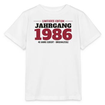 Jahrgang 1986 Limitierte Edition – 40. Geburtstag - Stanley/Stella Kinder T-Shirt MINI CREATOR  - Weiß - Vorne - Maike (125cm)