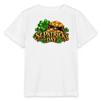St Patrick's Tag Goldtopf Kleeblatt - Stanley/Stella Kinder T-Shirt MINI CREATOR  - Weiß - Vorne - Maike (125cm)