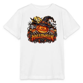 Halloween Kürbis Hexenhut - Stanley/Stella Kinder T-Shirt MINI CREATOR  - Weiß - Vorne - Maike (125cm)