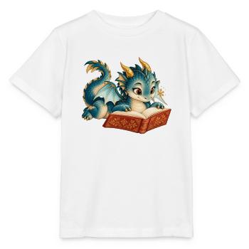 Blaues Drachen-Lesebuch - Stanley/Stella Kinder T-Shirt MINI CREATOR  - Weiß - Vorne - Maike (125cm)