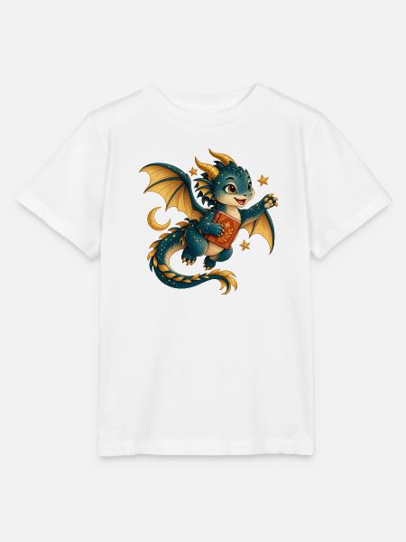 Sternendrache mit Goldenem Buch - Stanley/Stella Kinder T-Shirt MINI CREATOR - Weiß