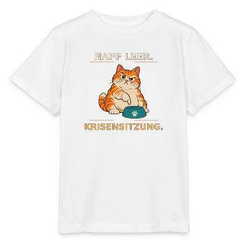Krisensitzung der hungrigen Katze - Stanley/Stella Kinder T-Shirt MINI CREATOR  - Weiß - Vorne - Maike (125cm)