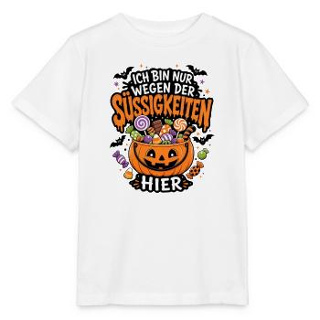 Ich bin nur wegen der Süßigkeiten hier Halloween - Stanley/Stella Kinder T-Shirt MINI CREATOR  - Weiß - Vorne - Maike (125cm)