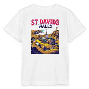 City St Davids Wales Historic Cathedral - Stanley/Stella Kinder T-Shirt MINI CREATOR  - Weiß - Vorne - Maike (125cm)