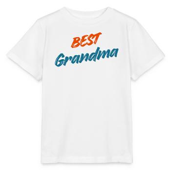 Beste Oma aller Zeiten – Retro Orange & Blue Typografie - Stanley/Stella Kinder T-Shirt MINI CREATOR  - Weiß - Vorne - Maike (125cm)